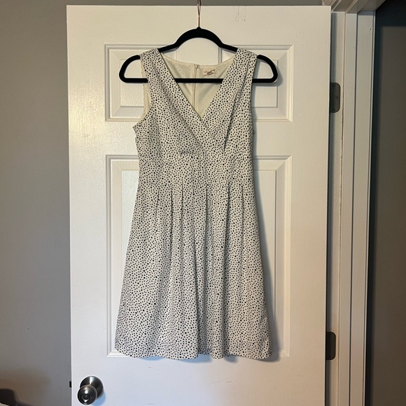 S womens maison Jules boutique polka dot spotted white black dress v neck lined - Picture 3 of 9